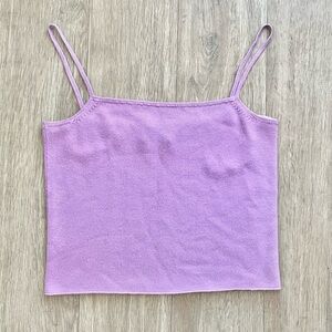 ESPRIT Y2K Vintage Purple Knit Spaghetti Strap Crop Cami Top Size Medium